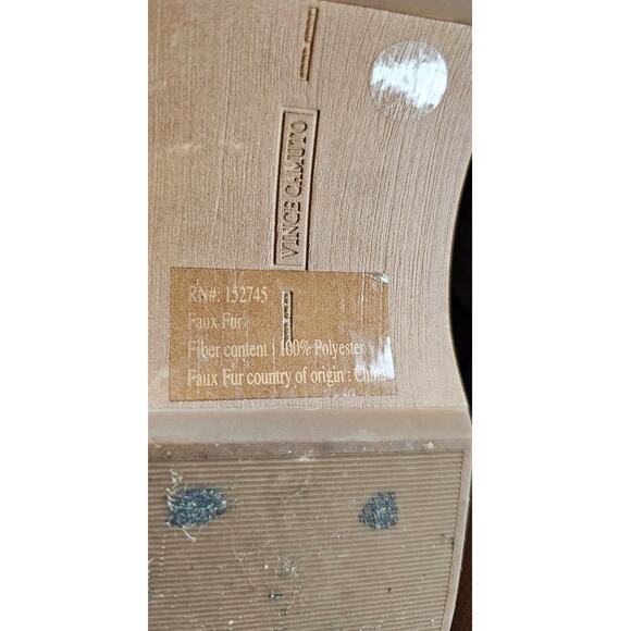 Vince Camuto Faux Fur Fleece‎ Mules Canzenee Clog Women Size 6.5 Brown Leather - Picture 7 of 8